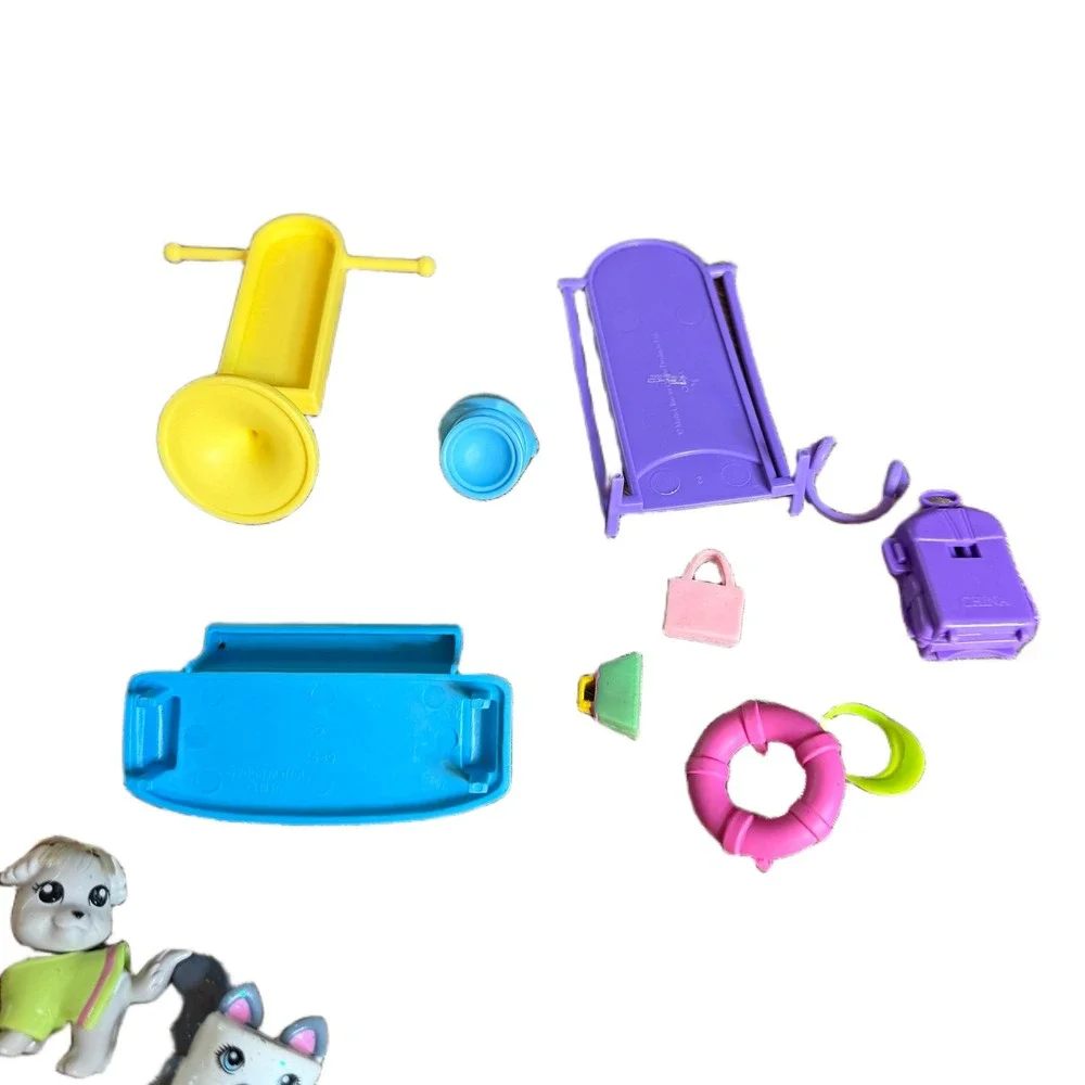 Mattel Polly Pocket Doll Pet and Furniture Lot 16pc Mixed Play Set 2000s